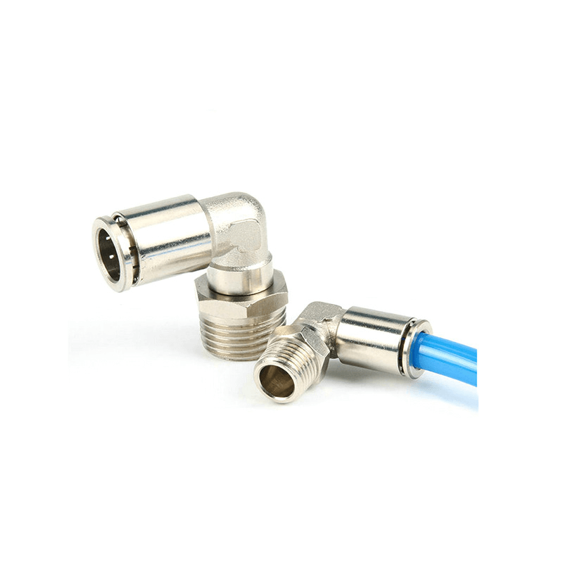 Brass pneumatic PL elbow connector quick splice